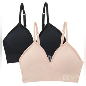 DKNY Women's 2-Pack Seamless Bra Black/Sand XL